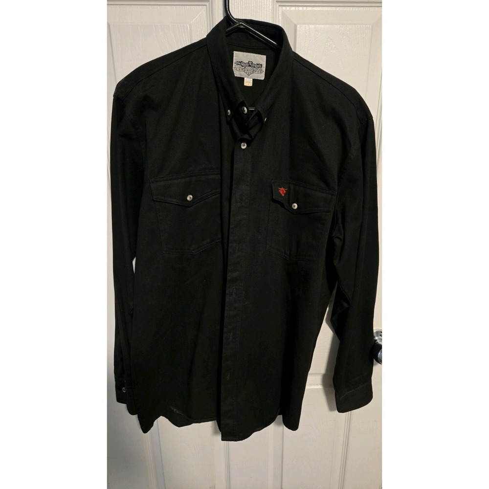 San Angelo Collection Men's Western Shirt L Black Pearl Snap Cotton Rodeo Cowboy